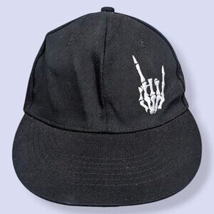 Black Skeleton Rock Snapback Hat